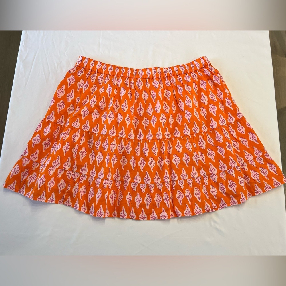 J Crew Factory Bold orange pink Tiered Ruffle Mini Skirt Size Large - Picture 6 of 11